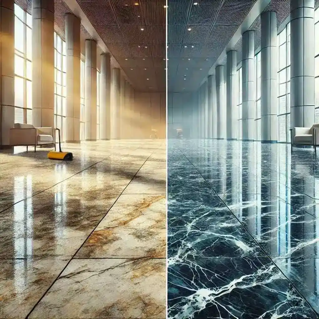 石材清潔前後對比