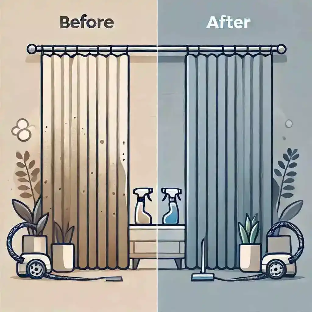 窗簾清潔前後對比